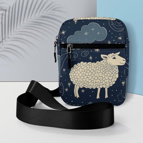 Satchel Tote Bag Messenger Bag Sheep And Stars Printed Mini Sling Bag Purse Suitable for Work Travel 6