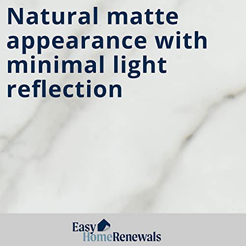 Instant Granite Premium Kitchen Countertop Vinyl Laminate Cover | Easy Installation | Displays No Seams | Peel & Stick | Durable Self-Adhesive | 36” X 144” | Marble Design | Honed White (12Ft.) #TOP2