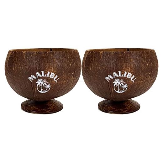 Malibu echte Kokosnuss Kokos Coconut Cocktail Becher - 2er Set