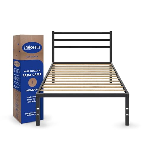 Consejos para Comprar Bases Individuales Economicas los mejores 5. 41 Magma Life Base de Cama Individual con Cabecera de Metal Resistente, Plataforma con Espacio de Almacenamiento, Fácil Armado, Soporte Antideslizante para Colchón, Diseño Moderno...