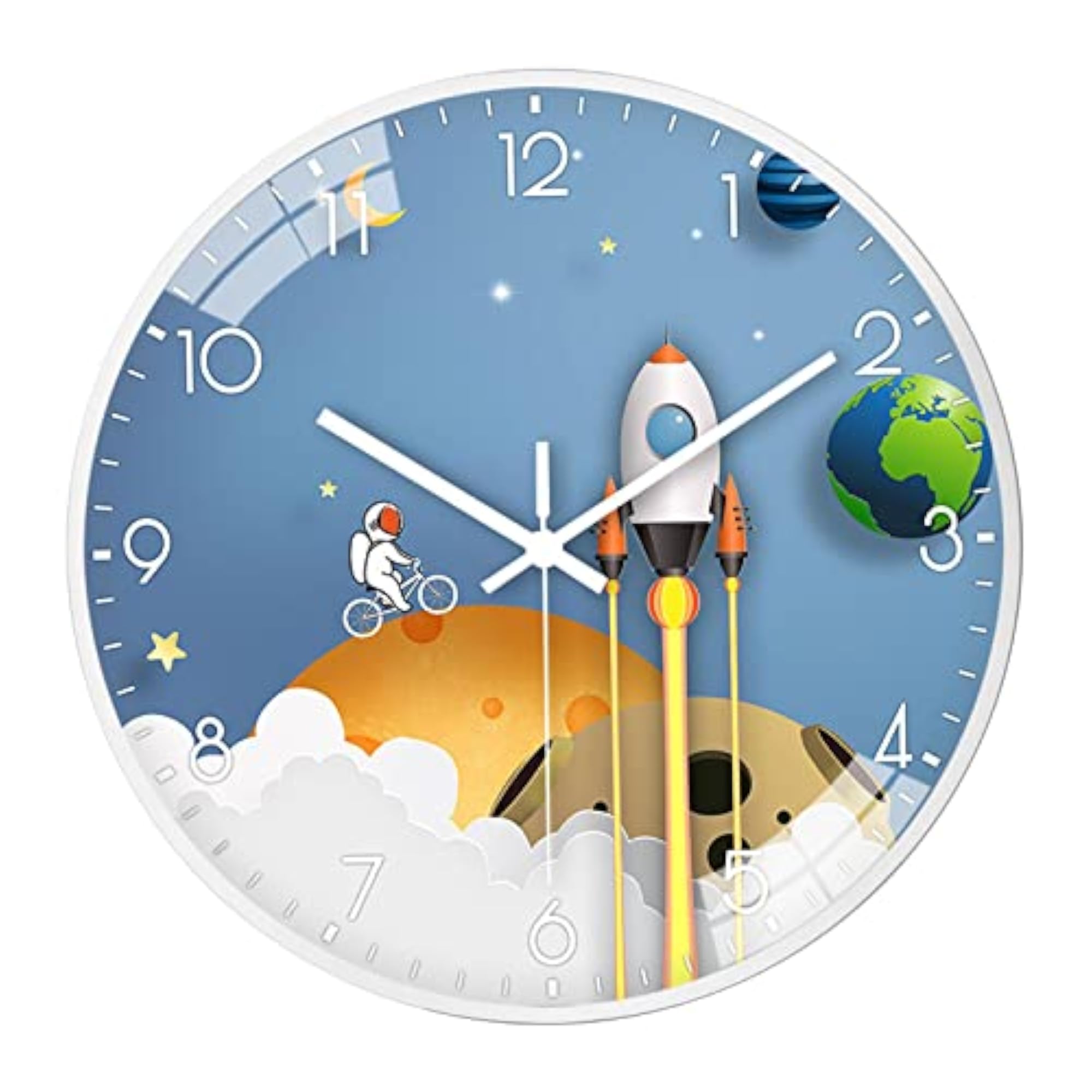 Astronaut Wall Hanging Clocks Non Ticking Quiet Space Decorative Clock