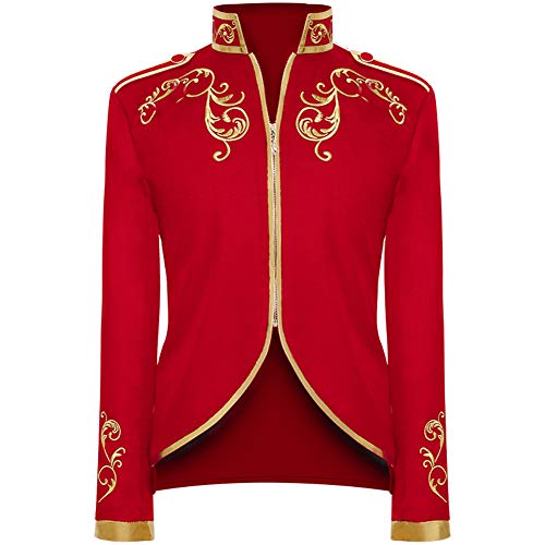 Crubelon Men's Court Fashion Prince Uniform Gold Embroidered Jacket Suit Jacket