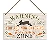 Warning you are now entering the bunny zone front door sign rabbit carrot wood door hanger outdoor outside porch decor funny easter farmhouse wooden wreath indoor wall hanging decoration  urban country home decor