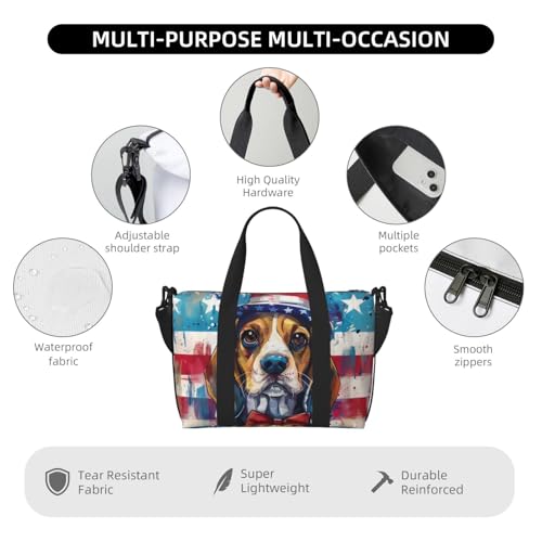 Beagle print Travel Duffel Bag, Sports Tote Gym Bag, Swim Pool Bag Large Shoulder Tote Bag for Beach Weekender, 202-406-1213