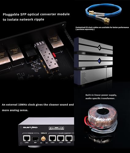 Image of Gustard N18 pro HiFi Audio Network Switch - 1*SFP + 1*10 /100 /1000M Adaptive ethernet Interface + 1*10M BNC (Silver)