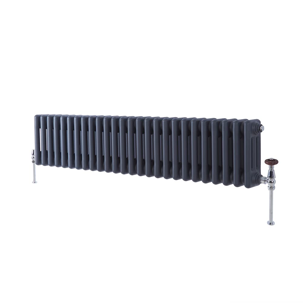 Milano Anthracite Windsor Cast Iron Style Horizontal Triple Column Radiator - 300Mm X 1190Mm