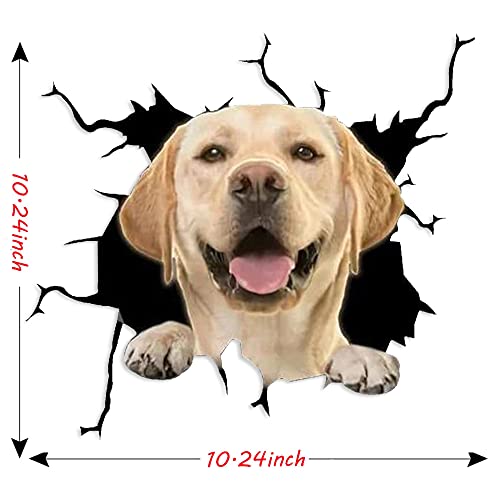 KedAiKJ 3D-Auto-Dekoration, Labrador, Riss, Vinyl, Hund, Fenster, Stoßstange, Aufkleber (25,4 x 25,4 cm)