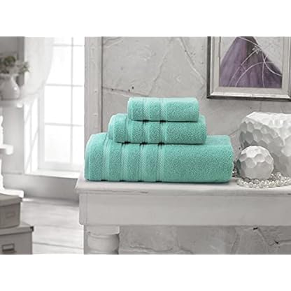 Klassische türkische Handtücher, 4-teiliges Luxus-Badetuch, Hotel- und Spa-Qualität, weiche Badetücher aus 100 % türkischer Baumwolle (Aqua, Badetuch-Set – 4 Stück) – Bild 5