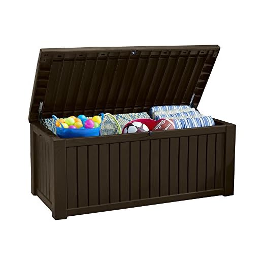 Koll living storage box, cushion box in modern wooden finish, 570 litres, with aeration to prevent horrible odours/mould, maximum weight supported by the cover: 250 kg (2 people)