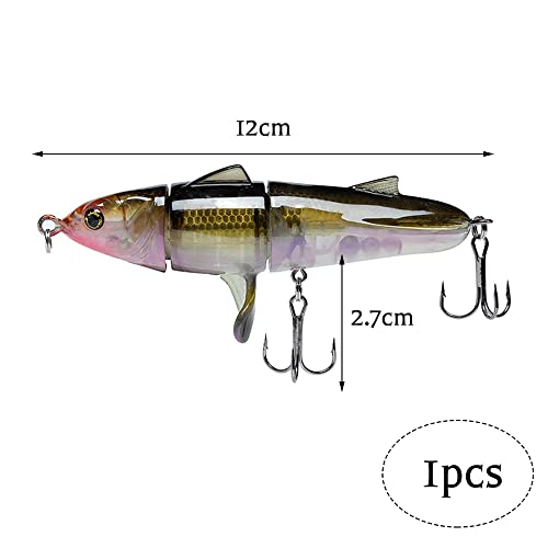 FainFun Schwimmender Rotierender Köder, Whopper Plopper mit Schwenkbarem Flosse, Popper Wobbler Kunstköder Lebensechte, Traktor Harter Köder, Oberflächenköder Propeller für Süßwasser Salzwasser, Grau