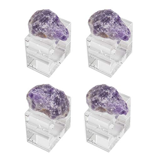 AMOYSTONE 4PCS Gemstone Napkin Rings Holder Weddings Partie Table Décor Amethyst Irregular 2.5"