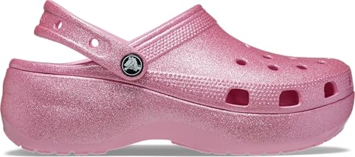 Image of Crocs Womens Classic Platform Glitter Clogs Clog, Pink Tweed, 6
