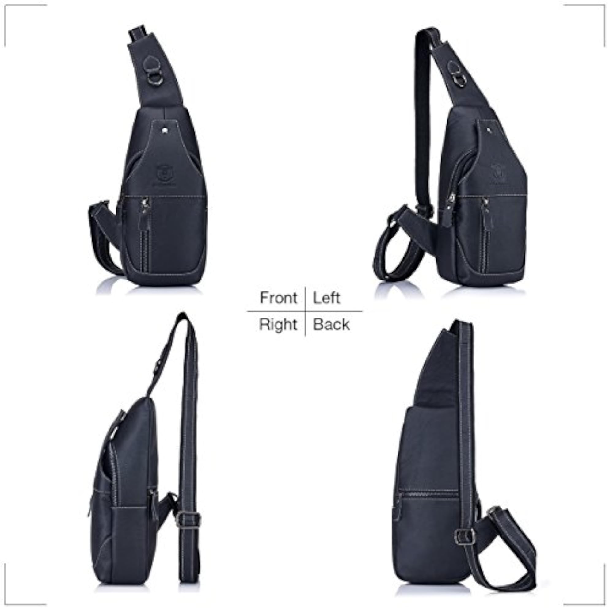 Men's Genuine Leather Chest Shoulder Backpack