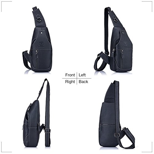 Men's Sling Bag Genuine Leather Chest Shoulder Backpack Cross Body Purse Water Resistant Anti Theft For Travel Hiking School4