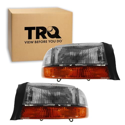 Image of TRQ 2 Piece Headlight Assembly Set Driver & Passenger Side Compatible with Dodge Dakota 1997-2004 Durango 1998-2003 CH2502122 CH2503122 5055110AF 5055110AH 55055110AI 55055111AG 55055111AH 55055111AI