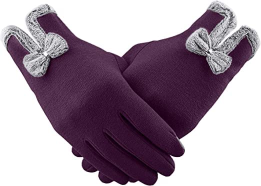 Stylish Bow Winter Protection Gloves for women and Girls_Free Size,Purple-image-10