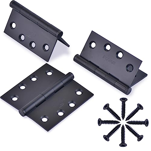Fovar Door Hinges, 4X4 In Matte Black Door Hinges Set Of 3 Solid Brass Hardware Heavy Duty Hinges Ball Bearing For Commercial Building Doors(Matte Black) #TOP1