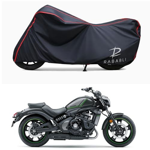 Image of Waterproof Bike Body Cover Compatible for | KawasaVulcan S | Taffeta Fabric, Red Piping Design, Bottom Elastic Fit | Dustproof, Sun UV & Rain Protection for All Bikes