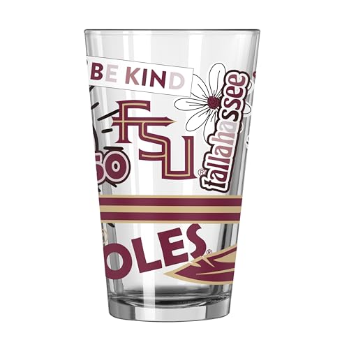 Image of Logo Brands NCAA 16 oz Pint Glass - Durable Glass With Bold Team Color- Chip-Resistant Rim Drinkware For Fans, Tailgates, Home Bars & Everyday Use