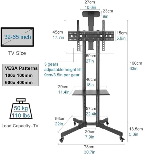Soporte móvil para TV con ruedas y almacenamiento miniatura 4