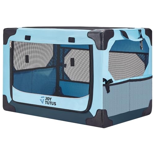 JOYTUTUS Caixa dobrável para cães, 66 cm, portátil, para carro, canil de viagem, caixa dobrável para