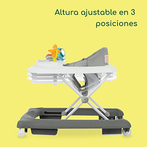 Miniatura 4 de Bebeconfort Explorer, Andador bebé, Primeros pasos, 3 alturas regulables, Centro de actividades con 12 melodías, Asiento acolchado, Base antivuelco, Para niños 6 meses – 12 kg, Grey Mist