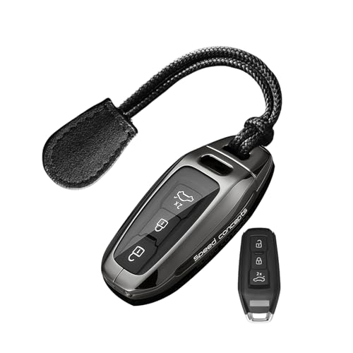 Jinhon for Audi Carbon Fiber Key Fob Protector Fit for Audi A3 A5 Limousine E-Hybrid Q5 SUV 2025 SQ5 SUV A6L A5L E-tron Key Shell Accessories 3 Button C Keychain
