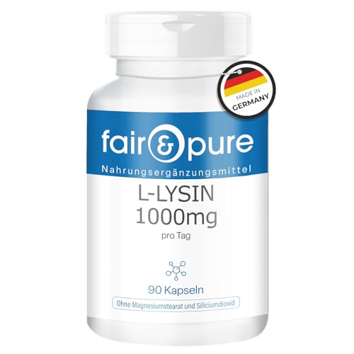 Fair & Pure® - L-Lisina 1000 mg al giorno - Vegan - Aminoacido essenziale - 90 Capsule