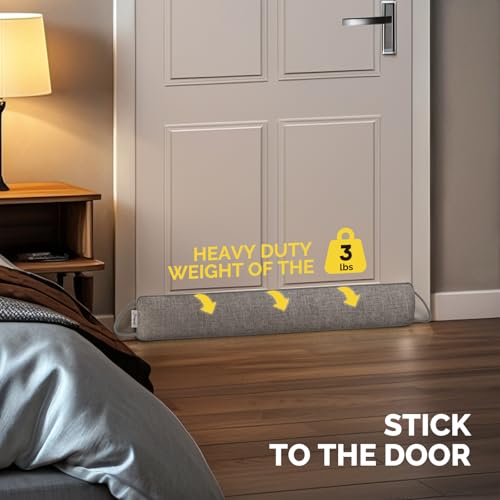 Image of fowong Weighted Under Door Noise Stopper 48 Inch, Extra Long Draft Stopper for Bottom of Door Soundproof Noise Guard, Gray