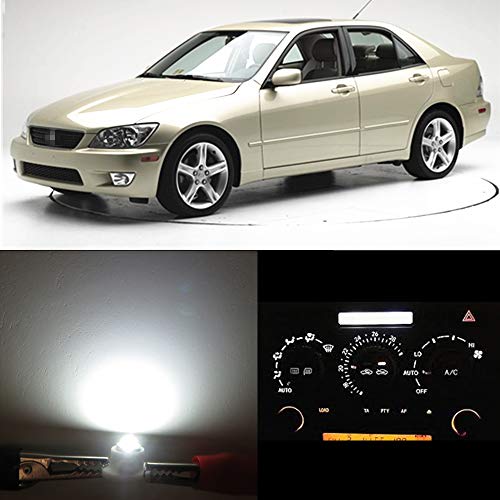 Image of WLJH Extremely Bright White Dash Instrument Cluster Panel Gauge Bulbs + Climate Control Lights + Clock Light Led Kits For Lexus Is300 2001-2005, Pack of 12 | 3030 SMD, Plug and Play, Clear Gauge Illumination, Instrument Backlight, Climate Panel, Time Display Illumination, 12-Pack