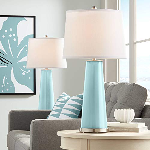Color + Plus Raindrop Blue Leo Glass Table Lamps Set Of 2 #TOP2
