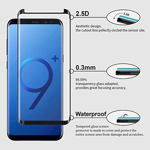 QUESPLE Samsung Galaxy S9 Plus/S9+ Screen Protector [2 Pack], Shatterproof Premium Tempered Glass Film for Samsung S9 Plus, Anti-Scratch/High Sensitivity/Case Friendly