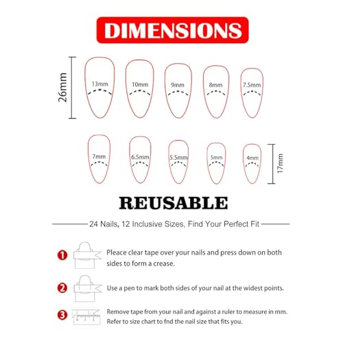 Image of White Press on Nails Medium Almond fake Nails with Bow Design Blueberry Glue on Nails Spring Reusable Artificial Acrylic Full Cover Stick on Nails Pearl French Tip False Nail for Women Manicure 24Pcs