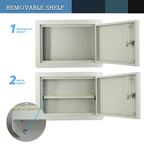 In Wall Safe With Key Lock - Secure Storage In Wall Safe Box - Heavy Duty Steel Lockable Hidden Wall Compartment Deep Wall Safe - 15.7-Inch Overall Exterior Width (Gray) #TOP4