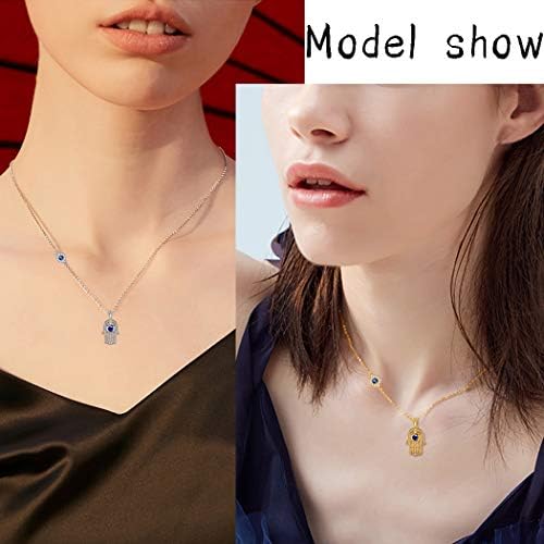 Evil Eye Hamsa Hand of Fatima Jewelry Set Women 925 Sterling Silver Lucky Hamsa Hand Ring Earrings Necklace Set Amulet Jewelry Set for Wedding/Engagement/Bridesmaid/Christmas Day