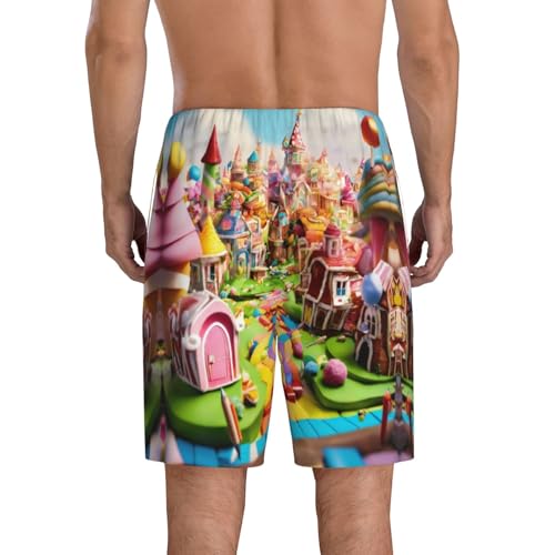 Candy Land Print Men'S Short Pajama Pants,Casual And Soft Pajama Pants,Comfortable,Suitable For Summer Wear3