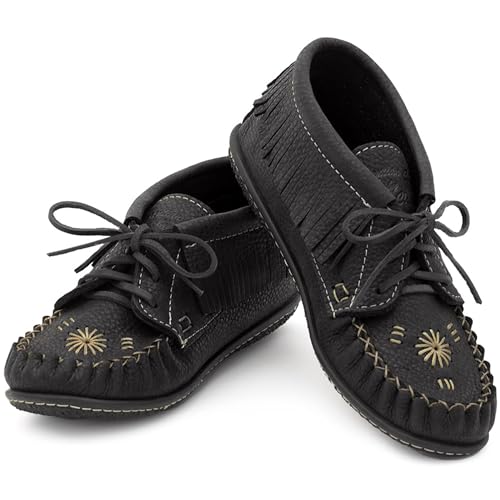 Laurentian Chief Moccasins Women Ankle Boot – Stylish Ankle Boots with Inca Embroidery, Comfortable Insole, Durable Rubber Sole, Made in Canada