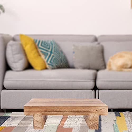 Qianly Banqueta de madeira com degrau retangular decorativo sob a mesa pequena de degrau para cama p