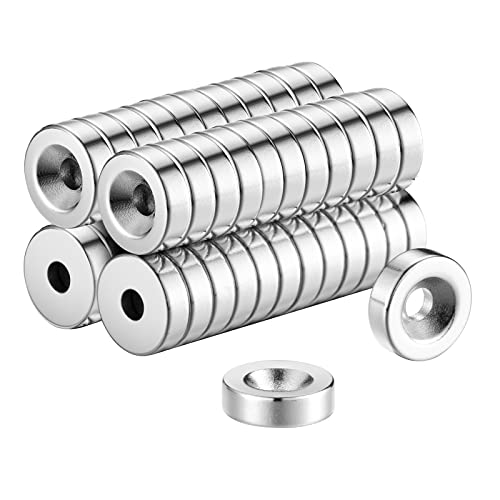 50 Stück Magnete Extra Stark mit Loch, 2kg Kraft N42 10x3 mm Senkungsdurchmesser 3 mm Klein Starke Magnet für Magnettafel Pinnwand Magnetboard Büro Küche Lagerhaus