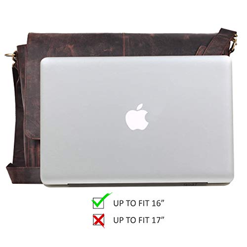 Estalon Real Leather Messenger Bag For Men And Women - Laptop Briefcase Bag For Office,College, Adjustable Shoulder Strap Satchel #TOP6