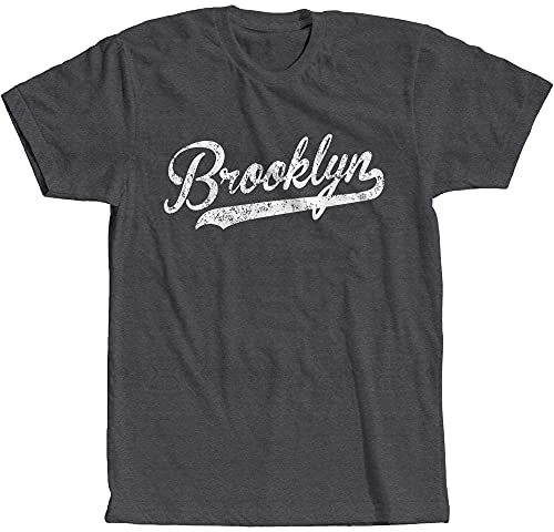 Brooklyn Baseball Script Font T-Shirt Classic Retro Old School Vintage New York City XL Dark Heather