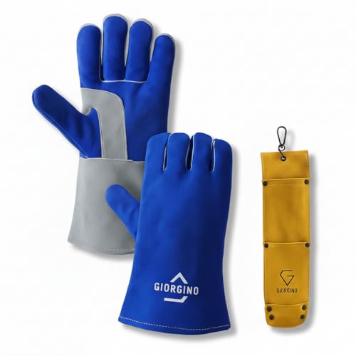 Giorgino Welding Gloves for Men, With Free Tool Pouch, Heavy Duty Cowhide Leather Welding Gloves for MIG, TIG & Stick Welding, Kevlar Stitching