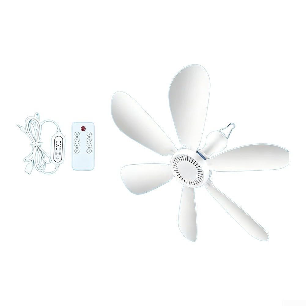 Ventilateur de plafond USB avec télécommande et 6 circulateurs blancs