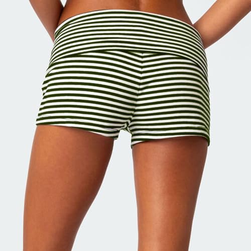 Image of Women Fold Over Lounge Shorts Low Waist Fitted Pajama Shorts Cute Sleep Pj Short Bottoms Roll Over Yoga Shorts