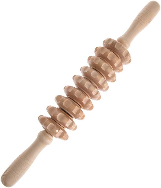 Jitnetiy Wooden Massage Roller Handheld Cellulite Sore Trigger Points with 9 Balls (1 Pack, White) : Health & Household