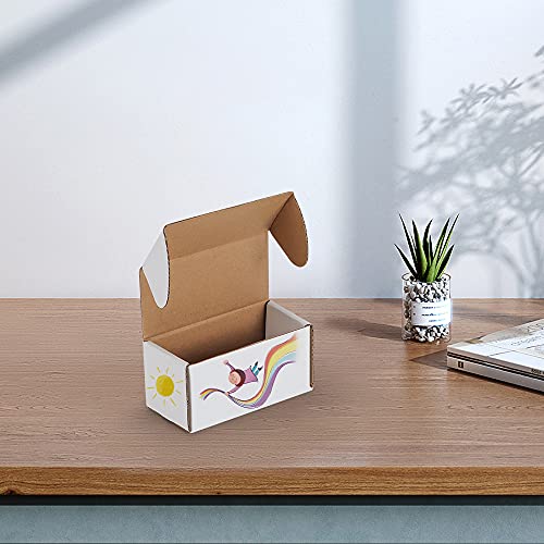 Image of RLAVBL 50 Pack 4.6x2.2x2.2 Inches Small Shipping Boxes White Corrugated Cardboard Box for Small Business, Shipping, and Packing
