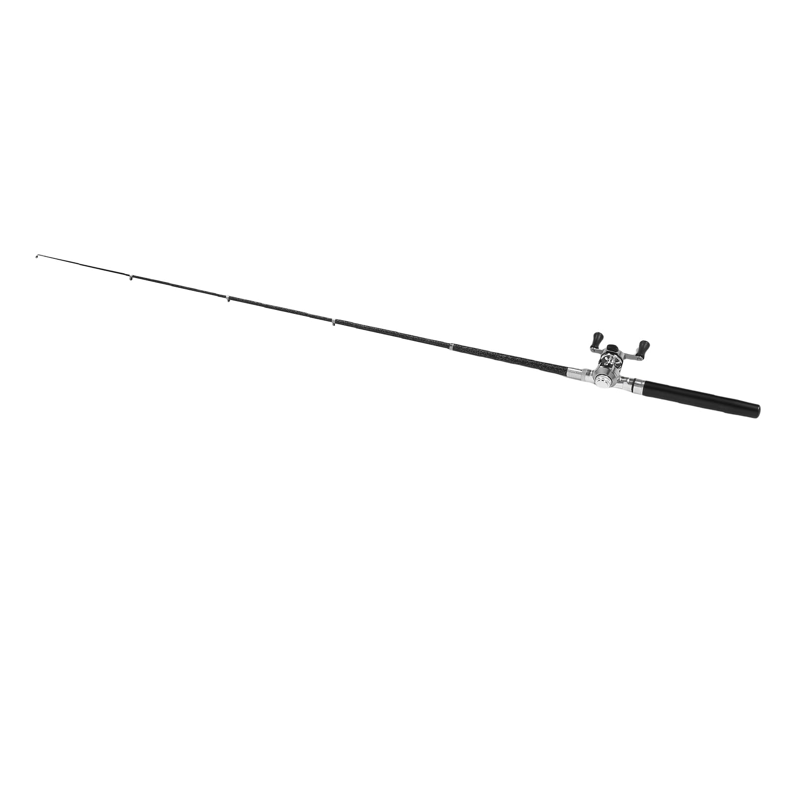 Przenośny Kieszonkowy Teleskopowy od 21 Cm do 95 Cm Mini Pen Fishing Combos i Kołki, Kieszeni na Rybak z Kołowrotkiem, do Połowy Lodowej River Lake i Tak Dalej (BLACK)