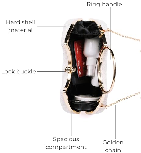 Image of INOVERA (LABEL) Hand Clutches for Women and Girls - Stylish Ladies Party Wedding Clutch Purse with Ring Handle and Chain Strap