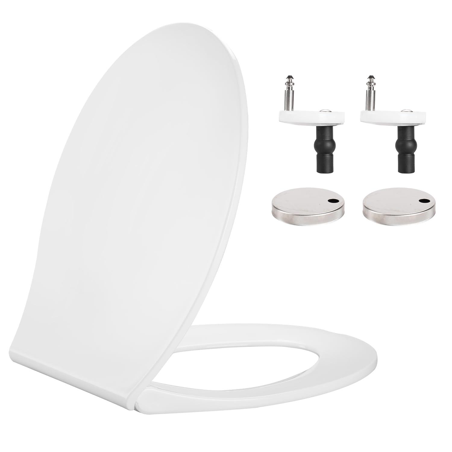 Hanra White Oval Toilet Seat With Quick Removal And Soft Close Feature For Easy Cleaning, Standard Toilet Seat With Adjustable Top Fix Installation Hinges, 450L X 360W