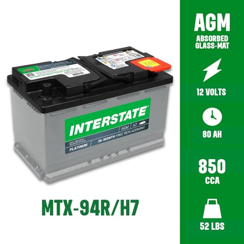 Image of Interstate Batteries Car Battery 12V 80Ah 850CCA Group H7, 94R AGM